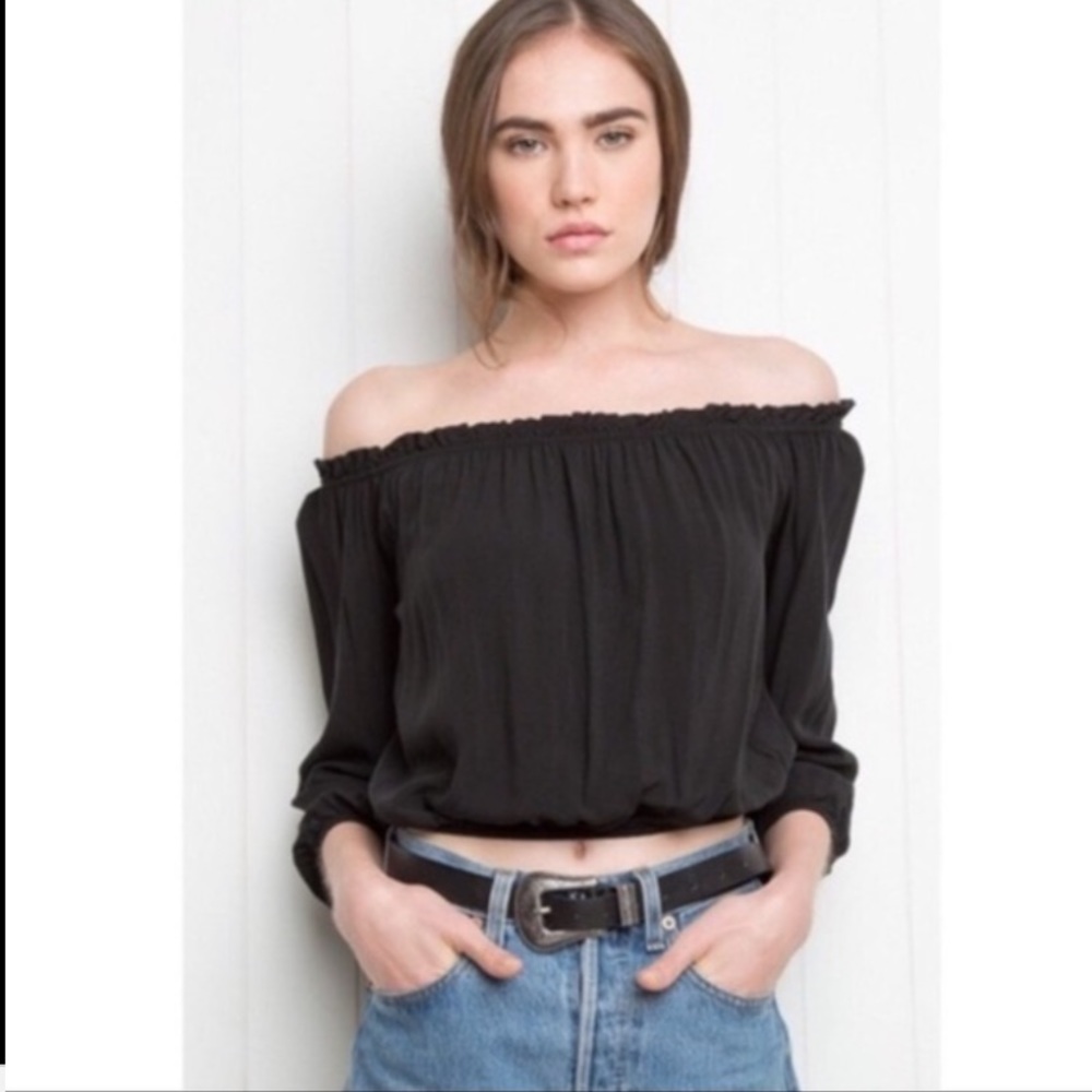Brandy Melville Black Strapless Off Shoulder Top